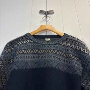 Aly Marka Womens Fair Isle Wool Blend Sweater Size L Equador Hipster Cozy Winter